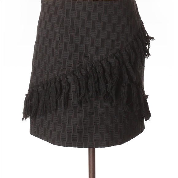 Wayf Black Tassel Fringe Textured Patterned Mini Skirt Small - Picture 3 of 9